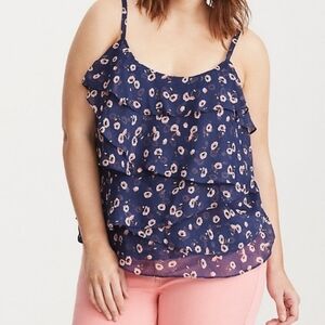Torrid Tiered Ruffle Banded Hem Floral Cami